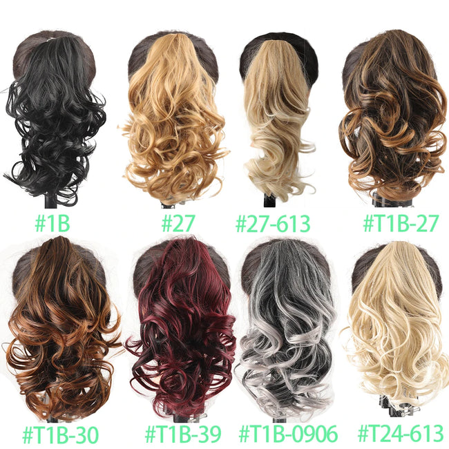 Short Ponytail Synthetic Curly Clip In Hair Extensions
