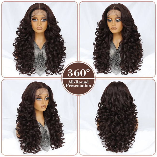 Synthetic Curly Lace Frontal Wigs With Bangs
