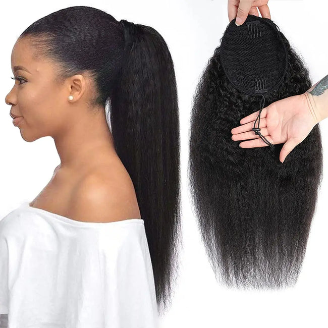 Curly Human Hair Drawstring Ponytail Extension