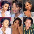 Burmese Hair Side Part Pixie Cut Straight Wig
