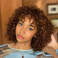 Ombre Water Wave Short Bob Wig With Bangs