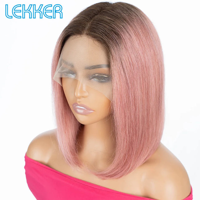 Highlight Brown Long Pixie Straight Bob