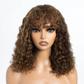 Ombre Water Wave Short Bob Wig With Bangs