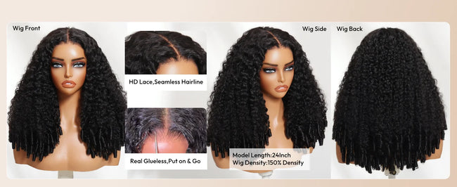 UNice Curly Human Hair Wig With Finger Coil Ends