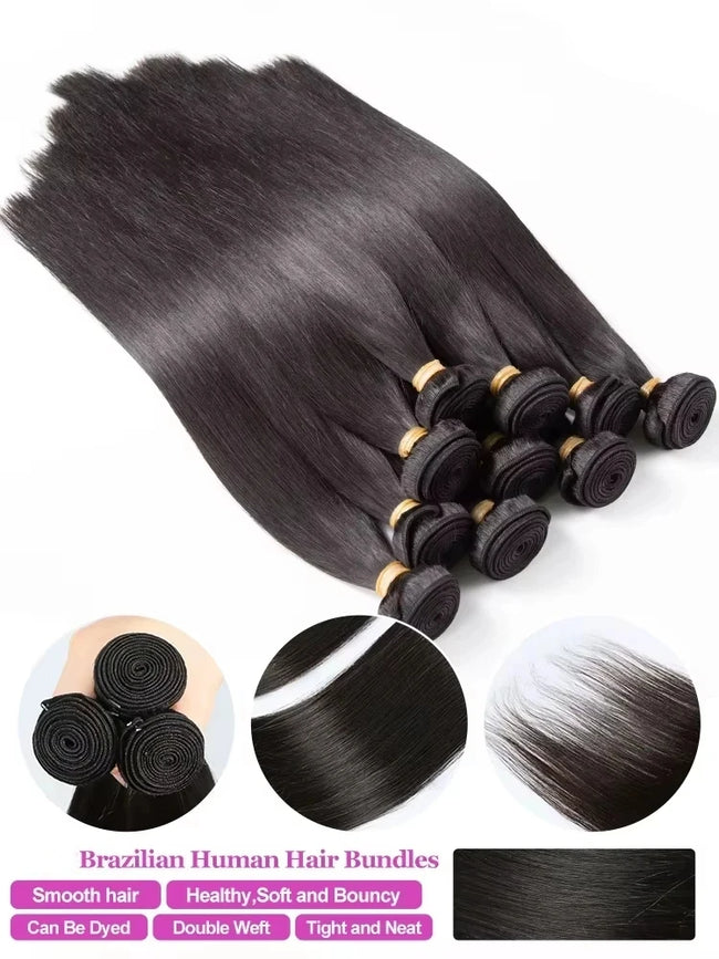 Straight Human Hair Bundles Brazilian Raw Remy Weave