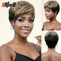 Brown Straight Human Hair Wig With Bangs