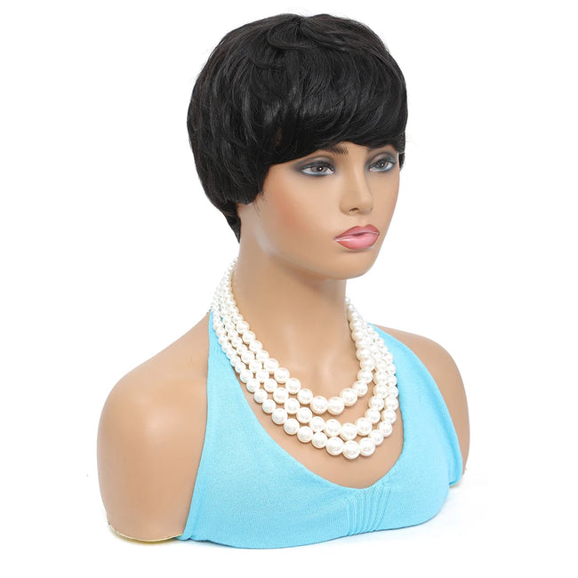 Pixie Cut Human Hair Wig With Bangs