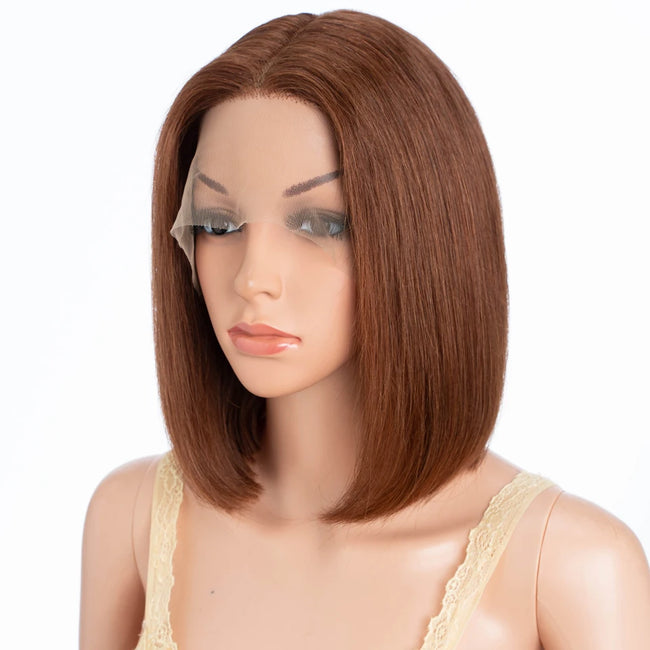 Highlight Brown Long Pixie Straight Bob