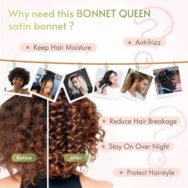 Satin Bonnet With Adjustable Bonne For Sleeping