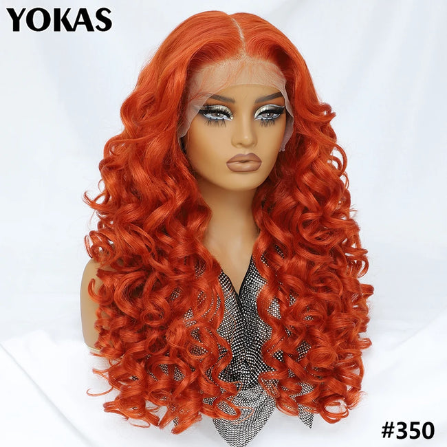 Synthetic Curly Lace Frontal Wigs With Bangs
