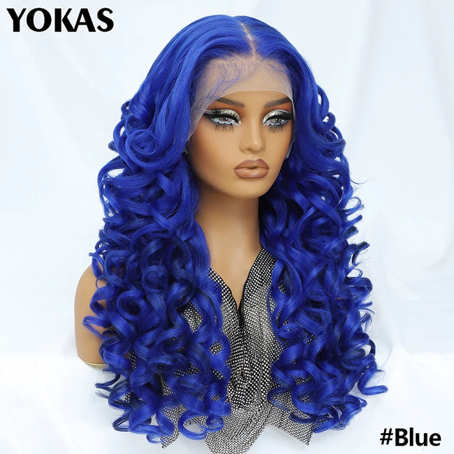 Synthetic Curly Lace Frontal Wigs With Bangs