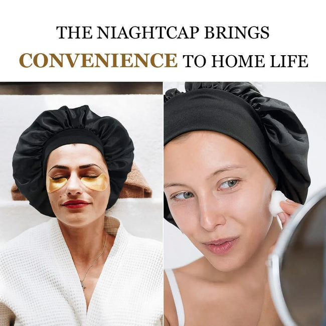Wide-brimmed Satin Hair Bonnet for Sleeping