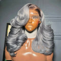 Ombre Silver Grey Synthetic Pre Plucked Wig