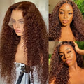 Chocolate Brown Curly Human Hair Wig
