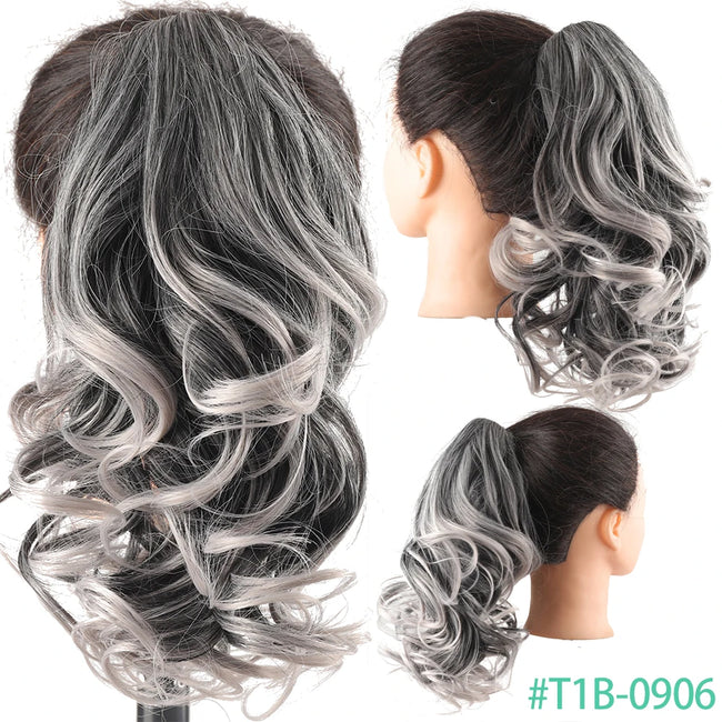 Short Ponytail Synthetic Curly Clip In Hair Extensions