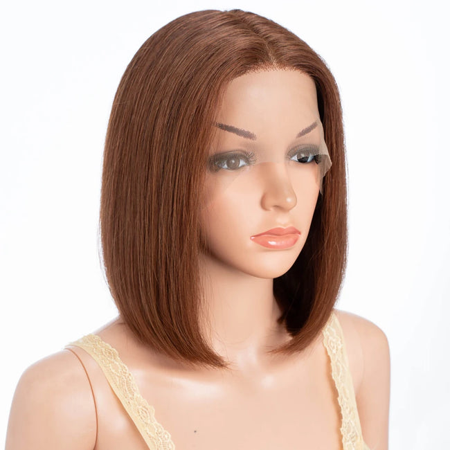 Highlight Brown Long Pixie Straight Bob
