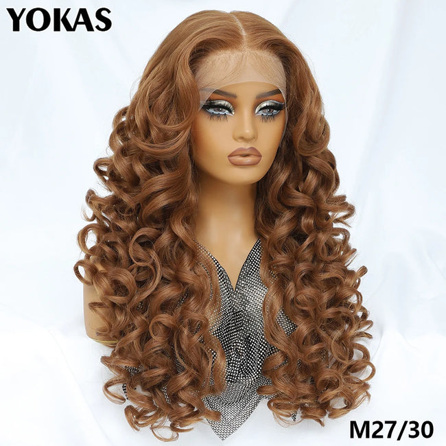 Synthetic Curly Lace Frontal Wigs With Bangs