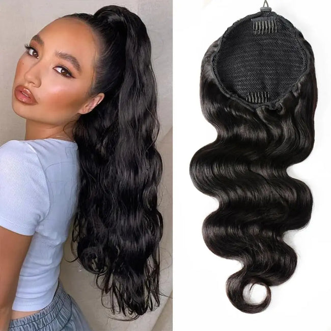 Curly Human Hair Drawstring Ponytail Extension