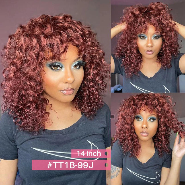 Jerry Curly Short Pixie Bob Cut Human Hair Wig With Bangs
