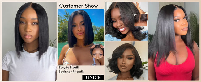 UNice Straight Human Hair Wig