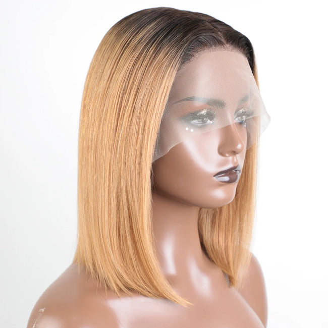 Highlight Brown Long Pixie Straight Bob