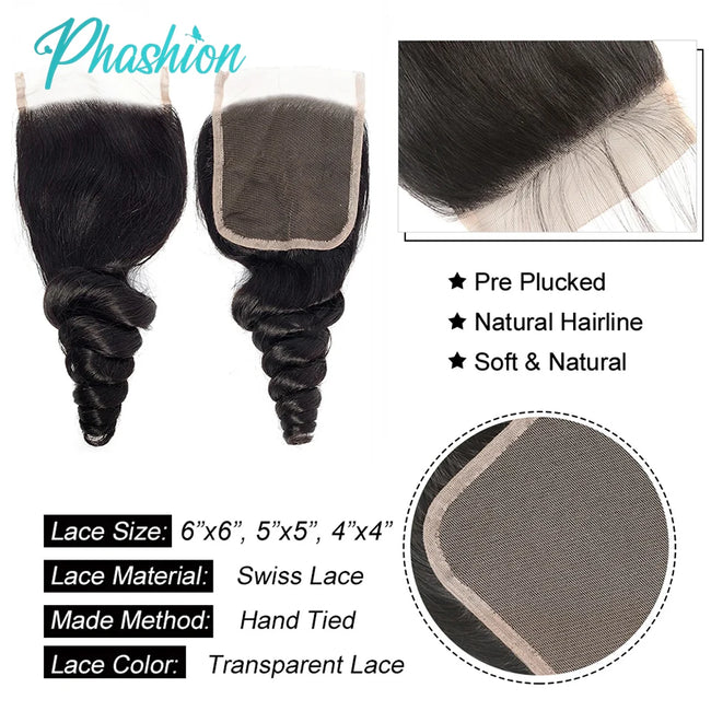 Loose Wave Lace Frontal Closure Brazilian Remy Human Hair