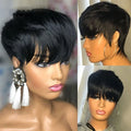 Pixie Cut Human Hair Wig With Bangs