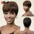 Brown Straight Human Hair Wig With Bangs