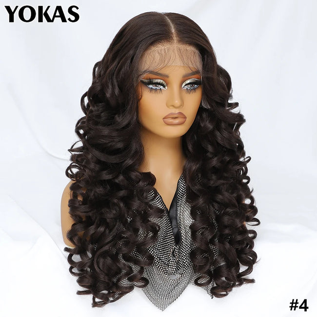 Synthetic Curly Lace Frontal Wigs With Bangs