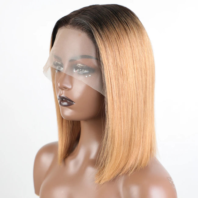 Highlight Brown Long Pixie Straight Bob