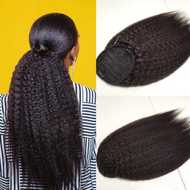 Curly Human Hair Drawstring Ponytail Extension