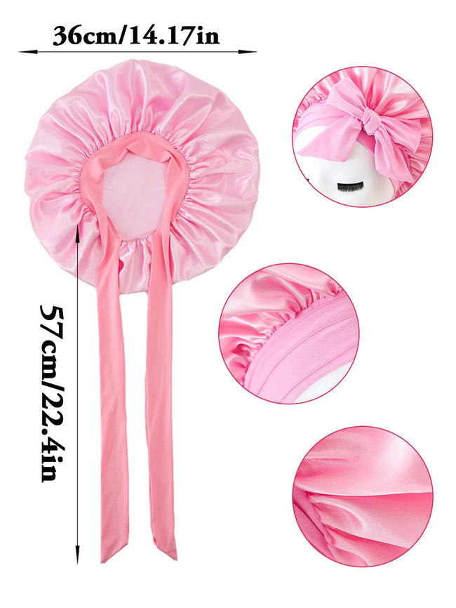 Silk Bonnet for Sleeping Women Satin Bonnet Hair Bonnet night sleep cap scarf wrap for curly hair With Tie Band for Curly Ha