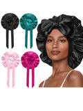 Silk Bonnet for Sleeping Women Satin Bonnet Hair Bonnet night sleep cap scarf wrap for curly hair With Tie Band for Curly Ha