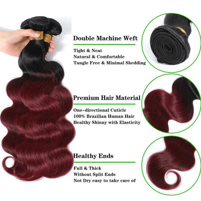 Brazilian Burgundy Human Hair Weave Bundles