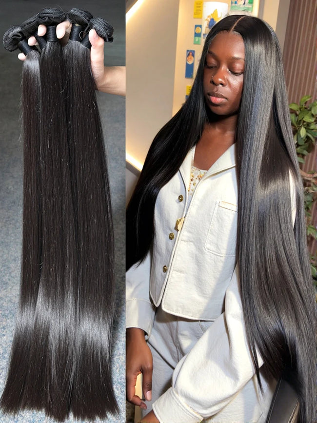 Straight Human Hair Bundles Brazilian Raw Remy Weave