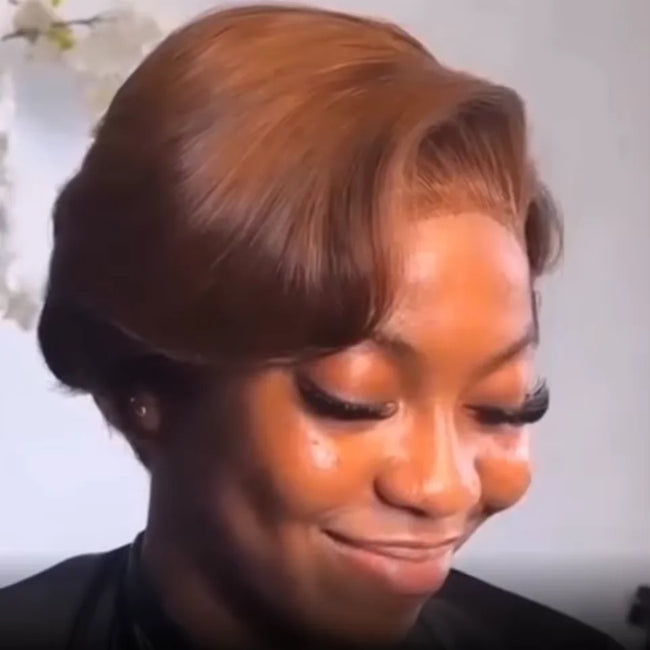 Burmese Hair Side Part Pixie Cut Straight Wig