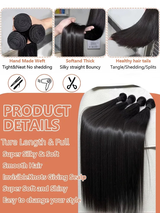 Straight Human Hair Bundles Brazilian Raw Remy Weave
