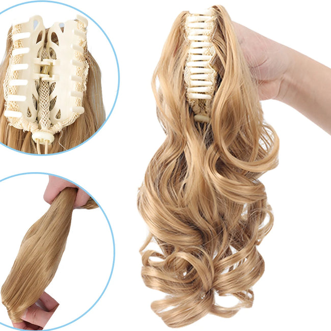 Short Ponytail Synthetic Curly Clip In Hair Extensions
