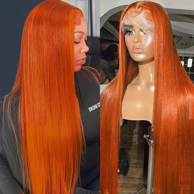 Ginger Orange Straight Human Hair Wig