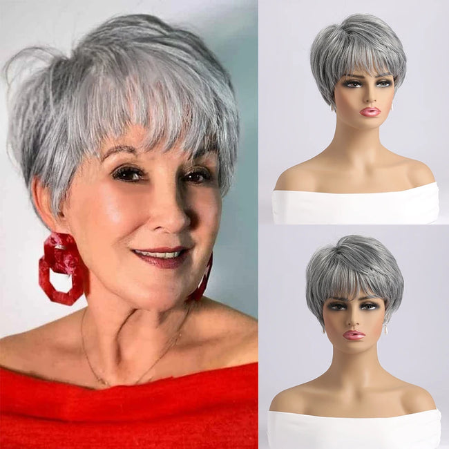 Short Natural Wig with Bangs