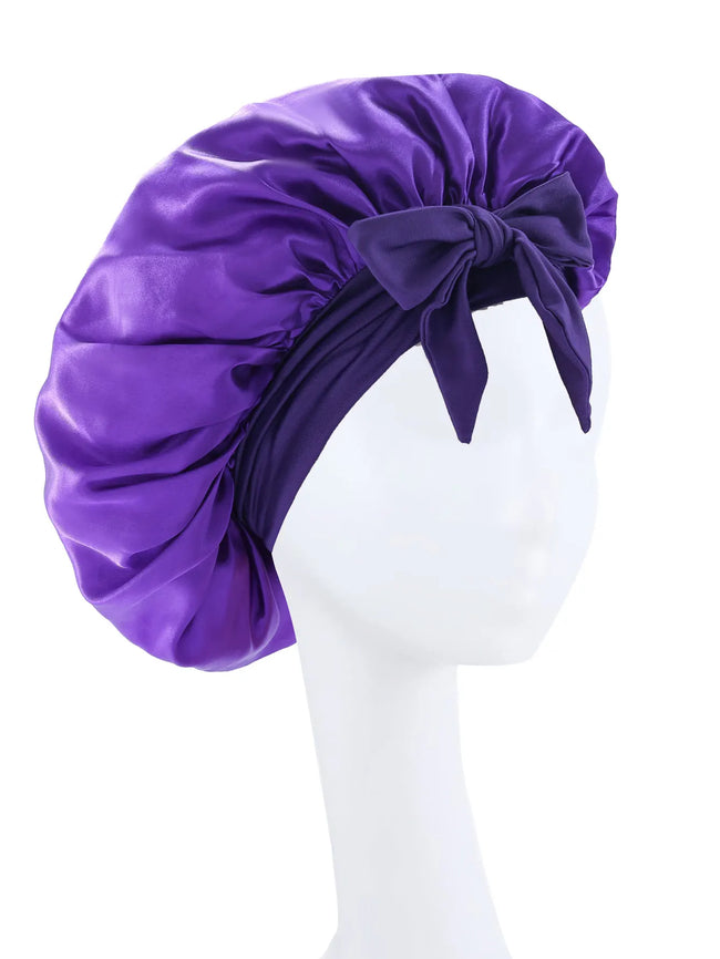 Silk Bonnet for Sleeping Women Satin Bonnet Hair Bonnet night sleep cap scarf wrap for curly hair With Tie Band for Curly Ha