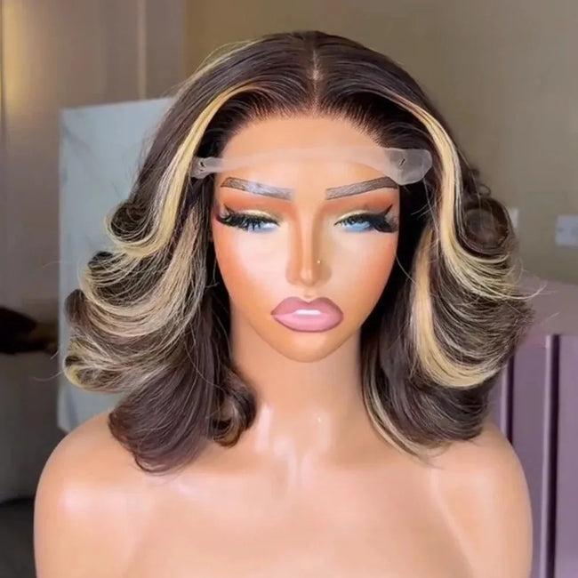 Ombre Silver Grey Synthetic Pre Plucked Wig