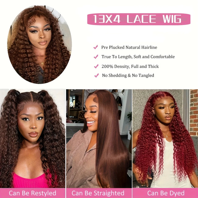 Chocolate Brown Curly Human Hair Wig
