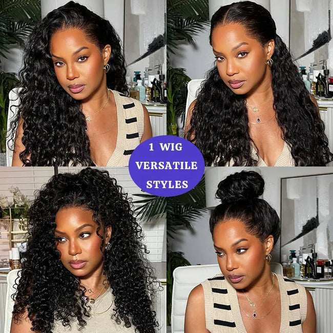Deep Water Wave Human Hair Wig With Invisible Strap