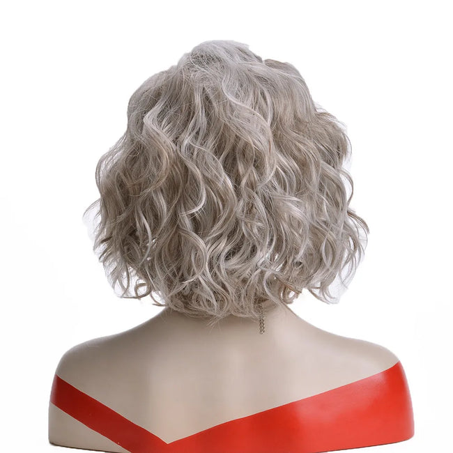 Synthetic Hair Wig Silver Gray Short Curly