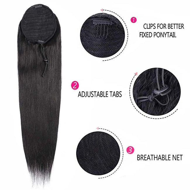 Curly Human Hair Drawstring Ponytail Extension