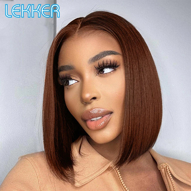 Highlight Brown Long Pixie Straight Bob