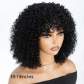 Natural Brown Afro Kinky Curly Human Hair Wig with Bangs