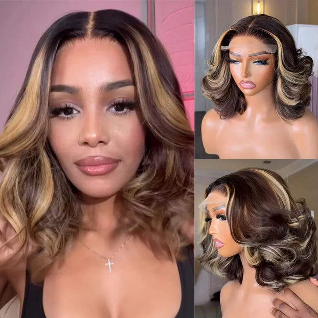 Ombre Silver Grey Synthetic Pre Plucked Wig