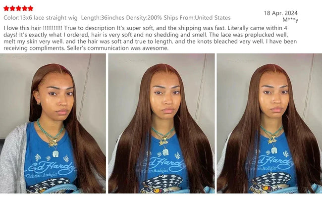 Chocolate Brown Straight Human Hair Wig